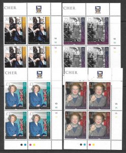 FALKLAND ISLANDS SG1256/9 2013 MARGARET THATCHER IN BLOCKS OF 4  MNH