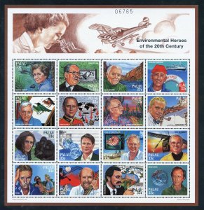 Palau 479 MNH, Environmental Heroes of the 20th. Century S/S from 1999.