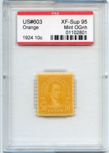 US SCOTT #603 MINT-XF-SUPERB-OG-NH GRADED 95 PSE ENCAPSULATED (10/14/24 GP)
