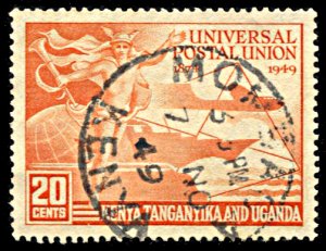 Kenya,Uganda,Tanganyika 94, used, 75th Anniversary Universal Postal Union