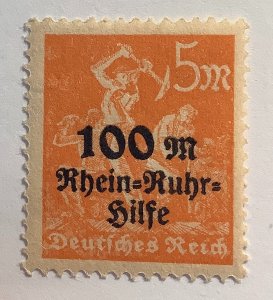 Germany 1923 Scott B5 MNH - 100m on 5m, Miners, Rhein Ruhr hilfe