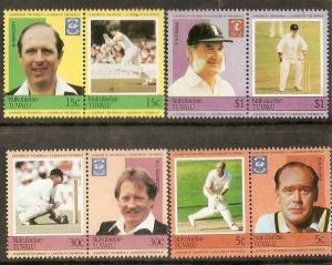 Tuvalu - Nukulaelae 1985 Famous Cricket Player Sport 8v MNH # 3154