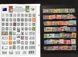 New Zealand Stamp Collection on 13 Harris Pages, 1874-1985 (CY)