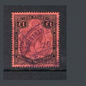 Nyasaland 1913 KGV ?1 Sc 23 FU