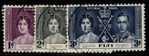 FIJI GVI SG246-248, 1937 CORONATION set, FINE USED.