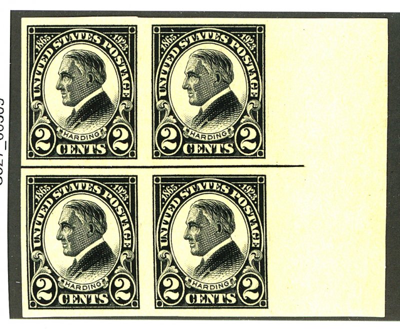 U.S. #611 MINT LINE BLOCK OF 4 OG NH