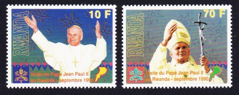 Rwanda Pope John Paul II Papal Visit 2v SG#1367-1368 SC#1353-1354 CV?9