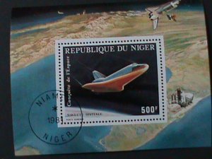 NIGER-1985- ARGENTINA'85 WORLD STAMP SHOW-OVPT.-CTO S/S VF-FANCY CANCEL