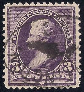 268 3 cent SUPER CANCEL Jackson Stamp used EGRADED VF-XF 85