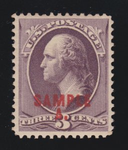 US 214SL 3c Washington Specimen VF OG H SCV $75