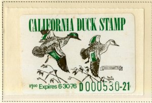 US CA5 CALIFORNIA STATE DUCK STAMP 1975 MNH SCV $35.00 BIN $17.50