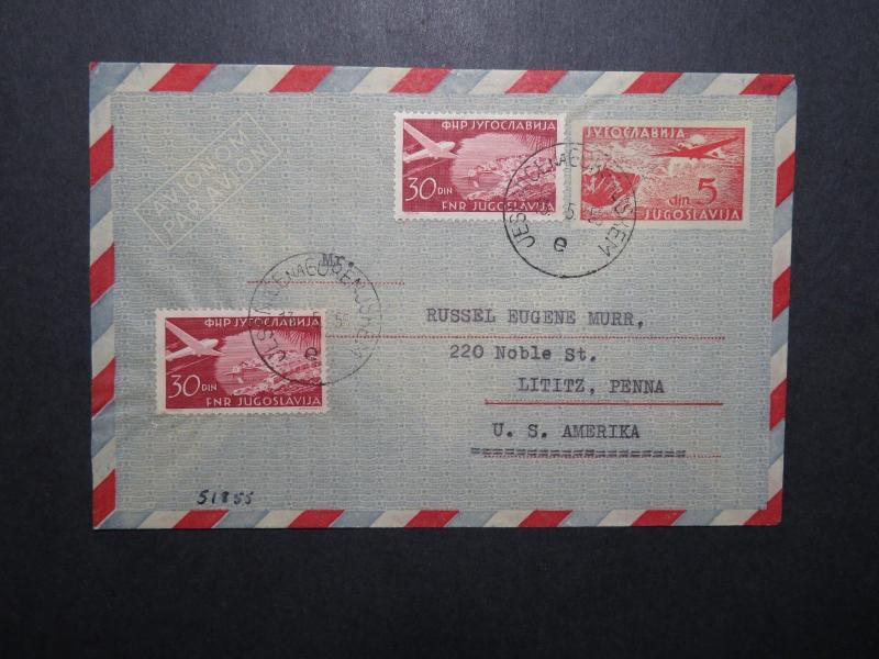 Yugoslavia 1955 Uprated Air Cover to USA - Z12074