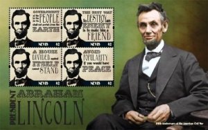 Nevis 2011 - Abraham Lincoln Civil War - Sheet of 4 Stamps - Scott #1675 - MNH