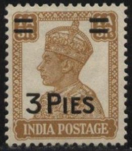 India 199 (mh, pencil mark) 3p on 1a3p George VI, bister (1946)