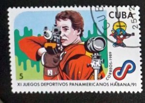 CUBA Sc# 3182 HAVANA PAN AMERICAN GAMES sports 5c Shooting 1989 used cto