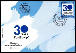 2032- Serbia 2023 - 30 Years Since the Establishment of PostEurop - FDC