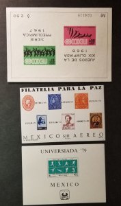 MEXICO Souvenir Sheet Lot MNH MH Para La Paz Aereo Olympics Universiada z2306 
