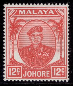 MALAYSIA - Johore GVI SG139a, 12c scarlet, NH MINT.