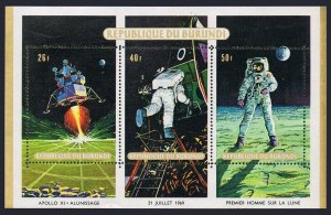 Burundi 302 ac perf & imperf sheets, MNH-.Michel Bl.37A-37B. Moon landing, 1969.