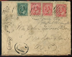 ?MCNAMEE, N.B. split ring, 1909 REGISTERED Edward issue cover Canada