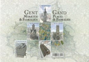 Belgium 2016 Architecture and flower markets of Gent set of 5 stamp in block MNH