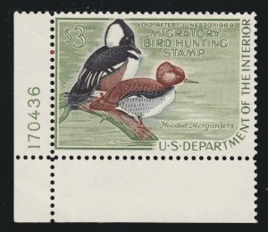 US RW35 $3 Duck Hunting Mint Plate #170436 Single XF OG NH SCV $65