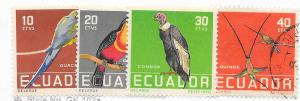 Ecuador #634-637  Birds  (U)  CV $6.55