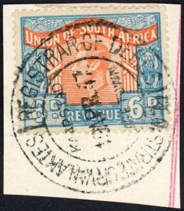 South Africa BF68 6d blue and orange on piece