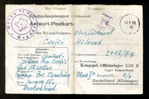 h341 - GERMANY WW2 1943 Postal Card. POW Inter-Camp Mail. Serbian