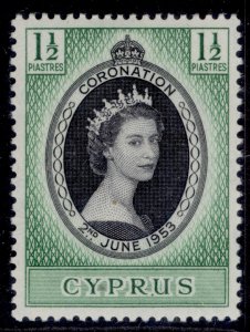 CYPRUS QEII SG172, 1½pi 1953 CORONATION, NH MINT.