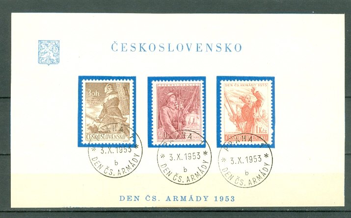 CZECHOSLOVAKIA  1953 #614-616...SET on DAY of ISSUE SHEET..MINT VERY LIGHT H.