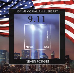 Nevis 2016 - 15th Memorial Anniversary of 911 Stamp Souvenir Sheet MNH