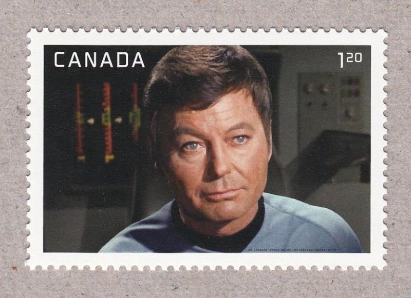 STAR TREK = DeFOREST KELLEY as LEONARD McCOY = $1.20 MiniSheet stamp Canada 2016