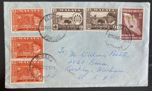 1960 Kluang Johore Malaya Cover To Berkley MI Usa