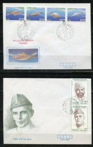 PAKISTAN  LOT OF  9   FIRST DAY COVERS AS SHOWN 