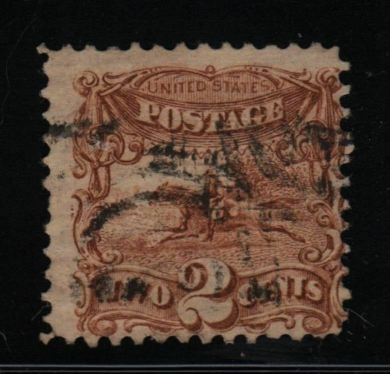 1869 Post Horse & Rider Sc 113 used 2c brown single CV $80 (14