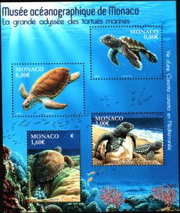 Monaco #2841, Complete Set, 2016, Turtles, Marine Life, Never Hinged