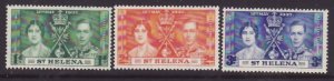 St Helena-Sc#115-17- id9-unused og NH KGVI set-Coronation-Omnibus-1937-rainbow -