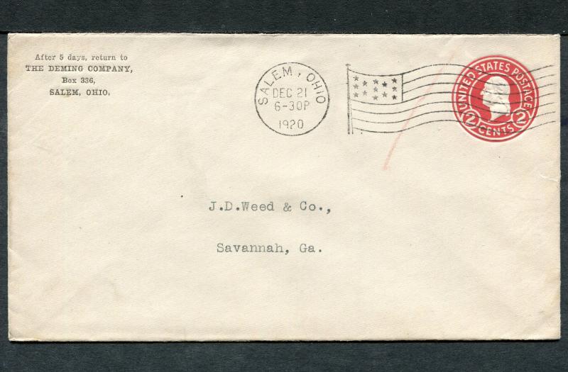 Postal History - Salem OH 1920 Black American Flag AMF-A14 Cancel PS B0667