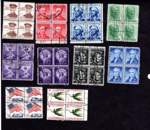 US Blocks of 4. Lot of 10, used. Lot 220312-13