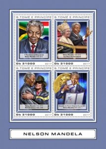 St Thomas - 2017 Nelson Mandela - 4 Stamp Sheet - ST17415a