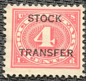 US #RD3 Used Single Stock Transfer Documentary SCV $.25 L35