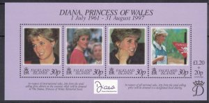 FALKLAND ISLANDS 1997 Princess Diana S/S; Scott 694, SG 803; MNH