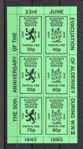 ALDERNEY PARCEL 1990 50th ANNIVERSARY SHEETLET UNMOUNTED MINT