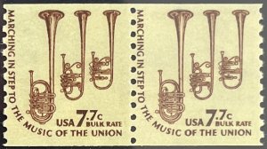 Scott #1614 1976 7.7¢ Americana Saxhorn perf. 10 vertically MNH OG pair