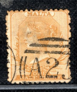 MALTA QV Classic Halfpenny Stamp SG.14 ½d Buff-Brown (1868) Used Cat £120 BBLUE6