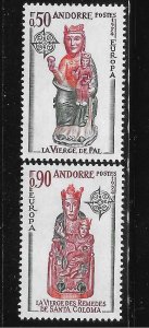 Andorra French 1974 Europa Carvings by rural artists Virgin Sc 232-233 MNH A2030