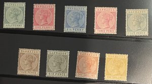 Barbados, 1882–1885, SC 60-68,  MLH, VF,  Complete Set