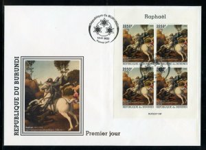 BURUNDI 2022 RAPHAEL ST. GEORGE SLAYING THE DRAGON  SHEET FDC