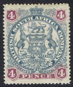 RHODESIA 1897 ARMS 4D CURLED SCROLLS